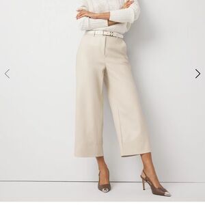 WHBM Faux Leather Wide Leg Crop Pant